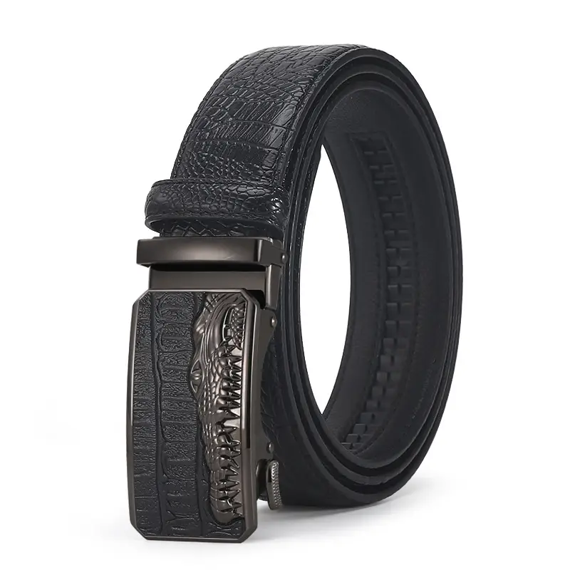 Men's Brown Crocodile Belt with Gold Buckle 2023