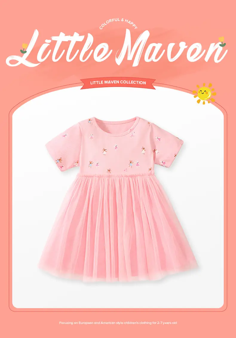Little Maven Girls Pink Princess Dress Summer — feature 16