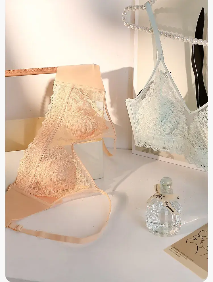 Wire-Free Lace Bra Big Breasts Show Small Push-Up — feature 4