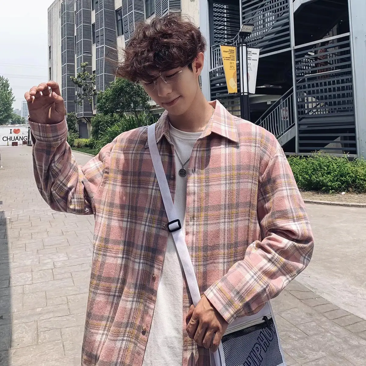 Men Plaid Long Sleeve Shirt Autumn Winter Warm Hong Kong Style - Image 6