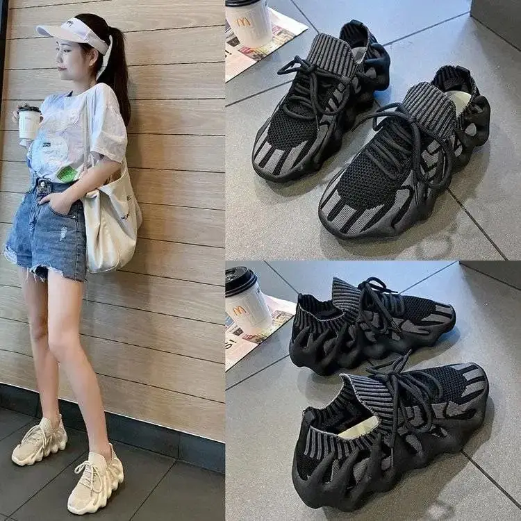 Women Flying Weaving Sneakers White Yellow Green 2023 - Image 10