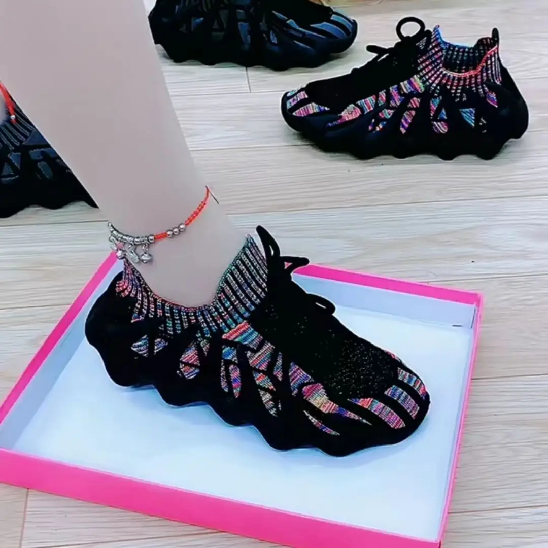 Women Flying Weaving Sneakers White Yellow Green 2023 - Image 11