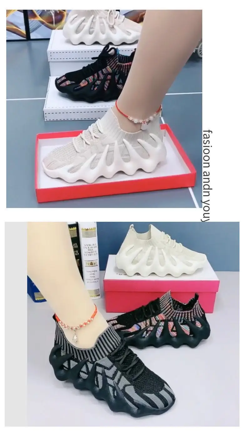 Women Flying Weaving Sneakers White Yellow Green 2023 — feature 5
