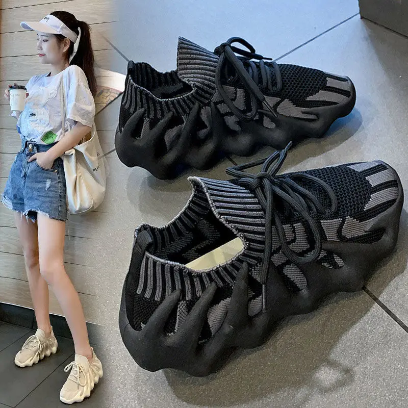 Women Flying Weaving Sneakers White Yellow Green 2023 - Image 2