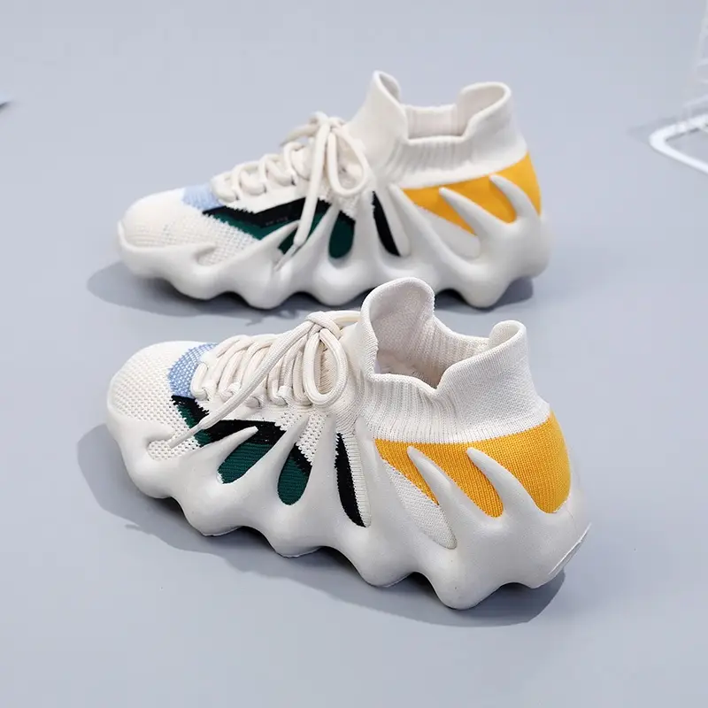 Women Flying Weaving Sneakers White Yellow Green 2023 - Image 4