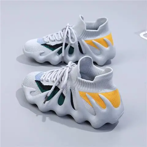 Women Flying Weaving Sneakers White Yellow Green 2023 - Image 5