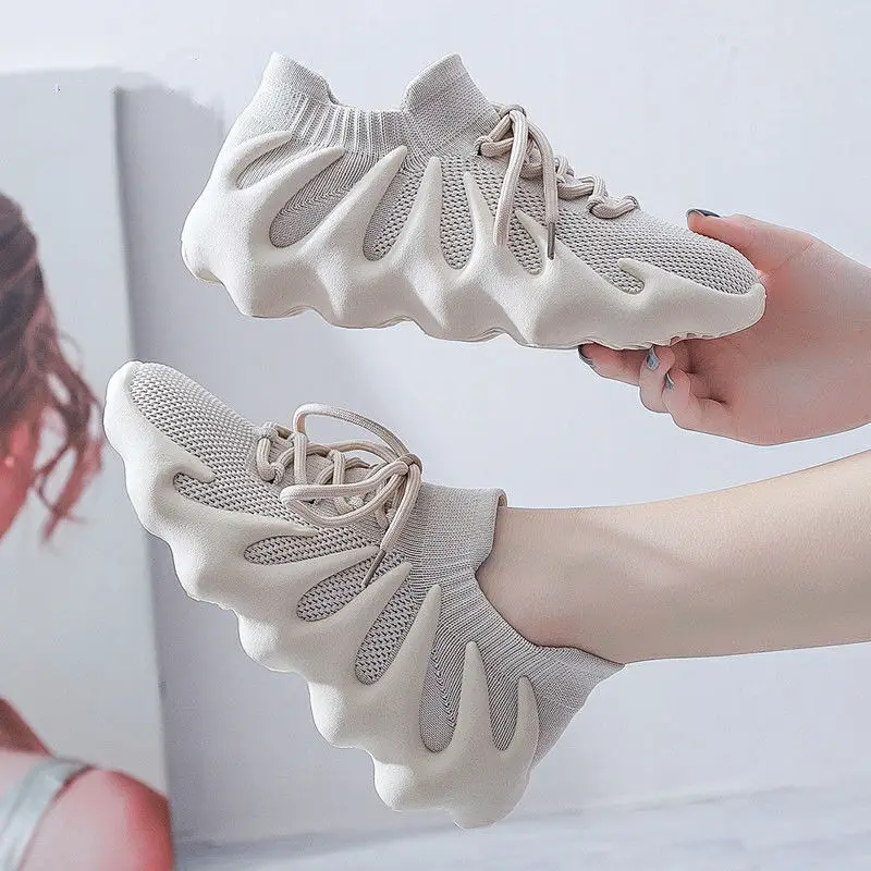 Women Flying Weaving Sneakers White Yellow Green 2023 - Image 8