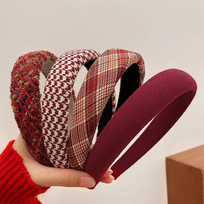 Retro Velvet Red Headband Women's Wide-Brim Non-Slip - Image 7