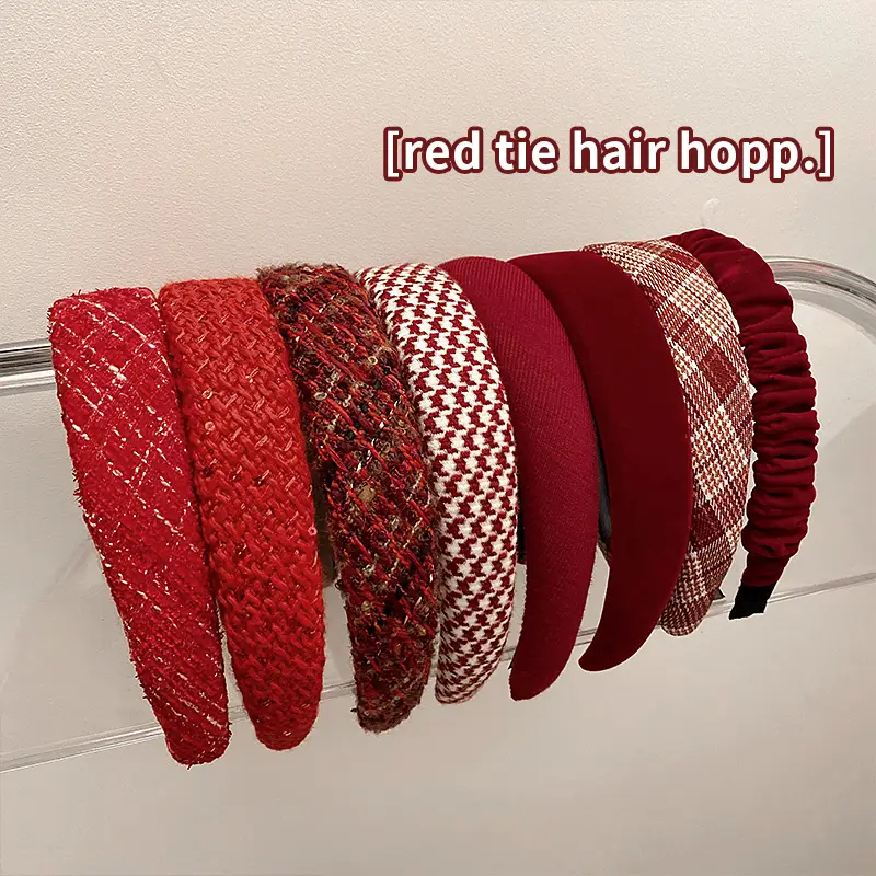 Retro Velvet Red Headband Women's Wide-Brim Non-Slip - Image 9