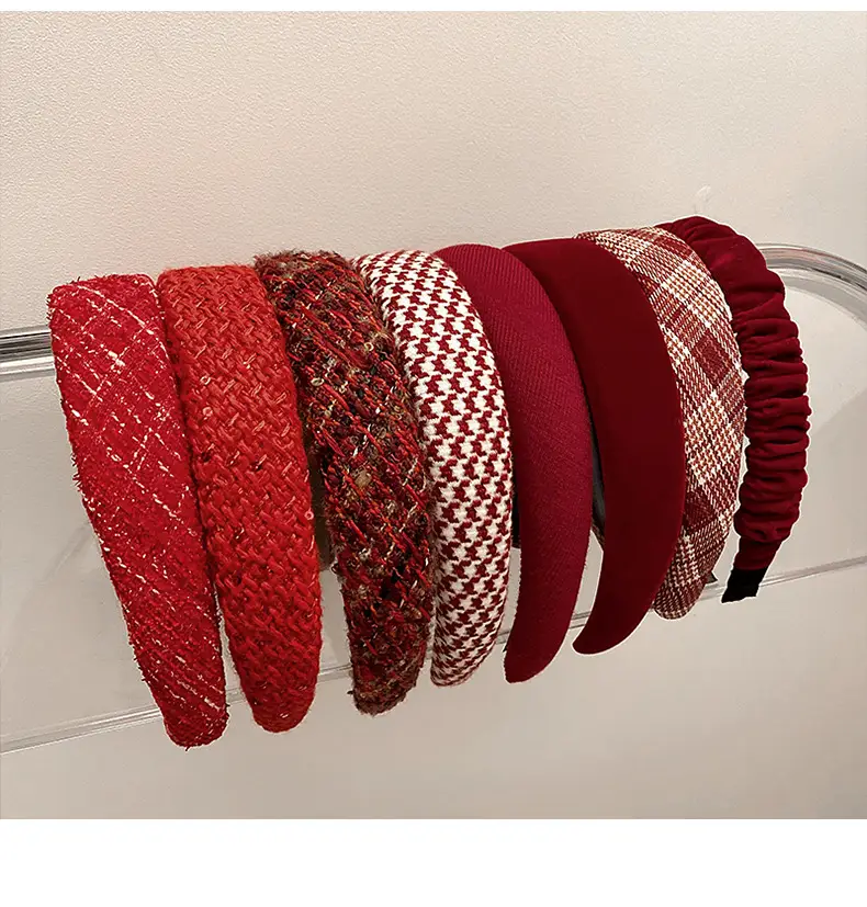 Retro Velvet Red Headband Women's Wide-Brim Non-Slip — feature 7