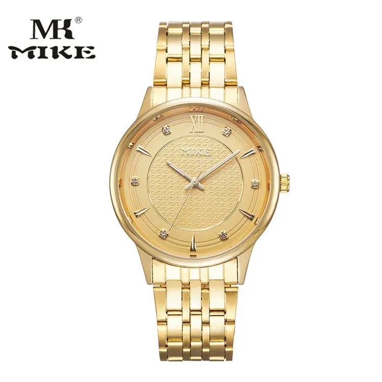 MK MIKE Gold Steel Band Quartz Watch for Men