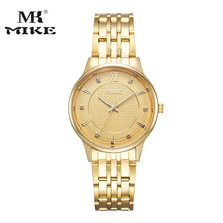 MK MIKE Gold Steel Band Quartz Watch for Men