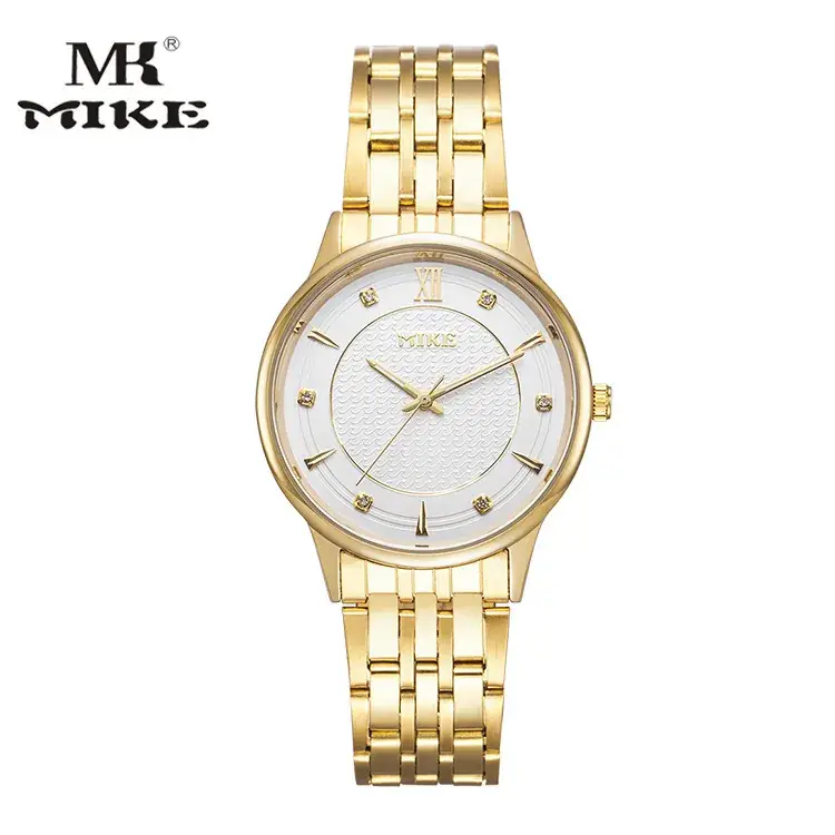 MK MIKE Gold Steel Band Quartz Watch for Men