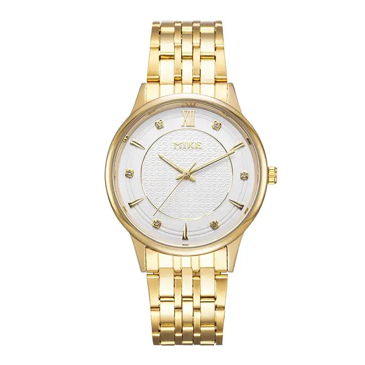 MK MIKE Gold Steel Band Quartz Watch for Men
