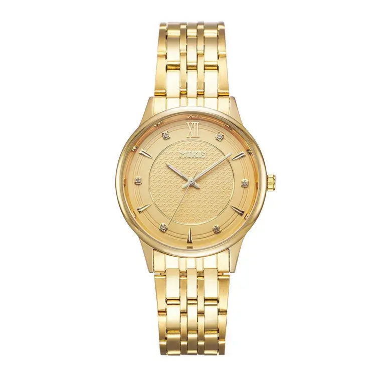 MK MIKE Gold Steel Band Quartz Watch for Men
