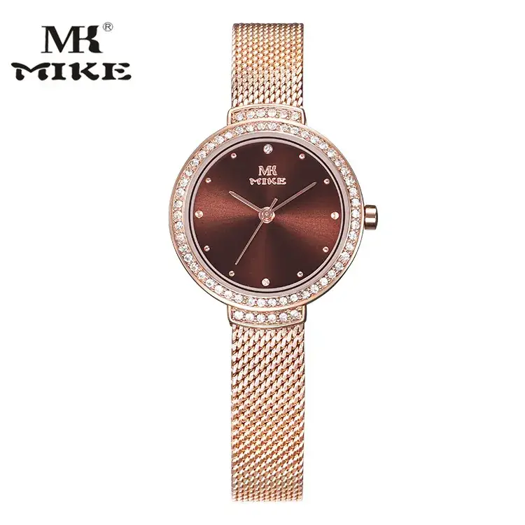 Women's Rose Gold Mesh Watch with Crystal Dial - Image 10