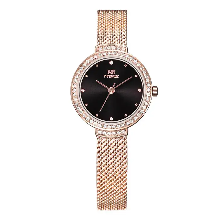 Women's Rose Gold Mesh Watch with Crystal Dial - Image 2