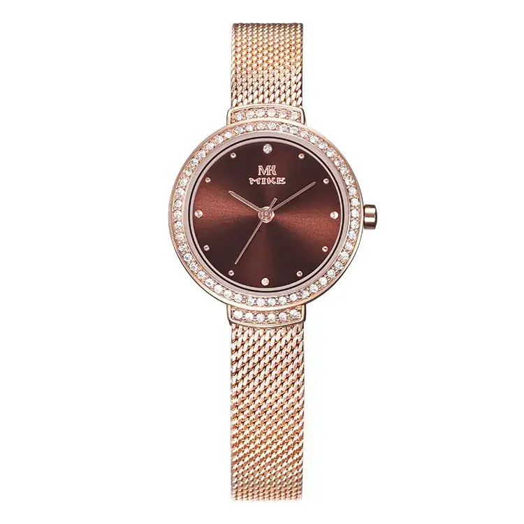 Women's Rose Gold Mesh Watch with Crystal Dial - Image 4
