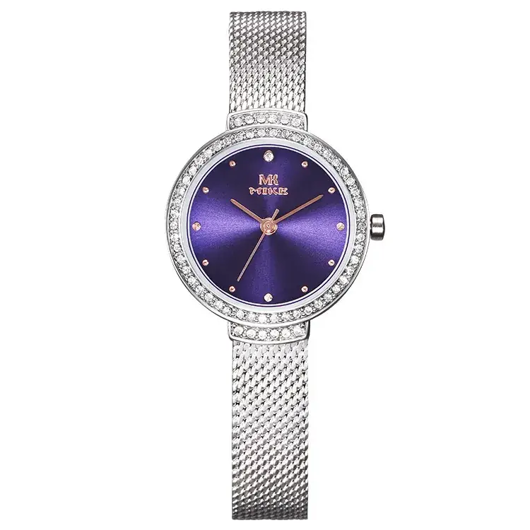Women's Rose Gold Mesh Watch with Crystal Dial - Image 6