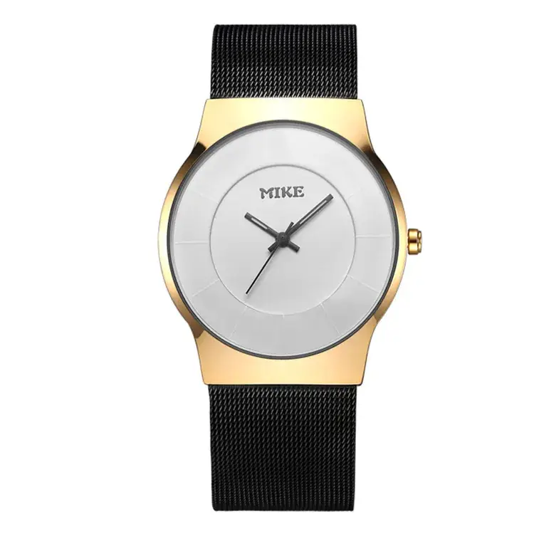 MIKE Men's Quartz Watch Gold Black Mesh Belt - Image 2