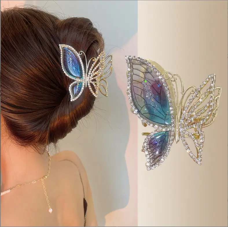 Crystal Butterfly Hair Clip for Women Summer High End — feature 1