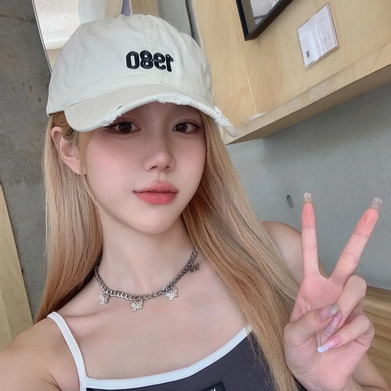 Women's White Gold 1980 Baseball Cap Full Wig