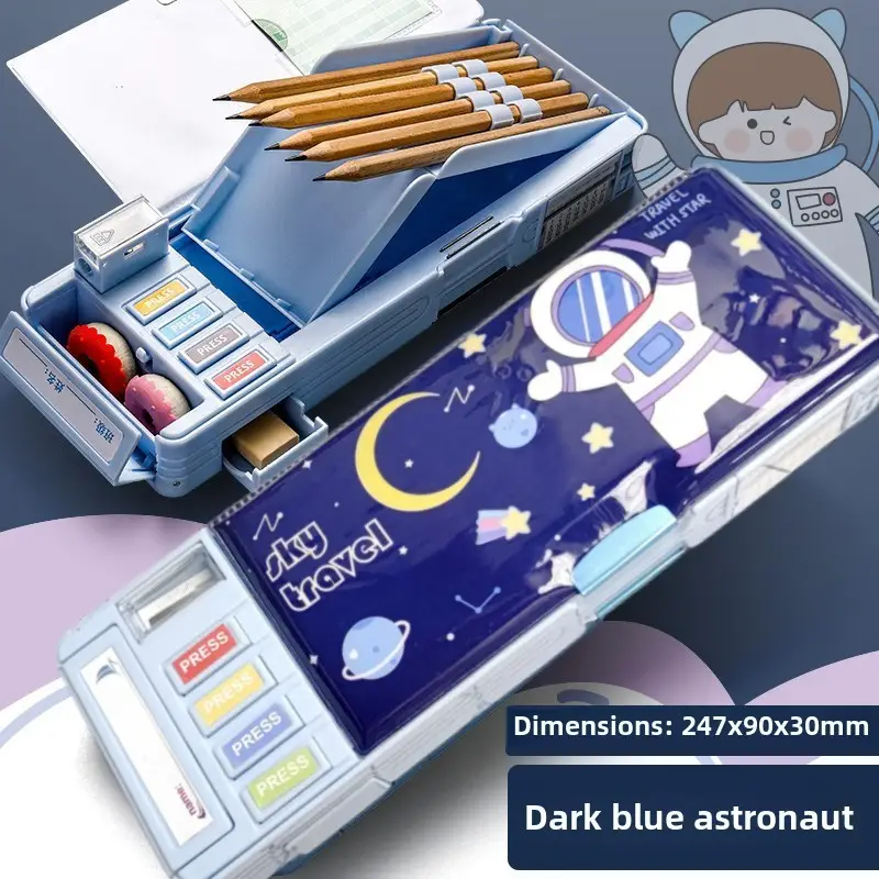 Multifunctional Stationery Men's Box Primary School Button Office Box Pencil Box Girls High-value ins Internet Celebrity Same Style - Image 12