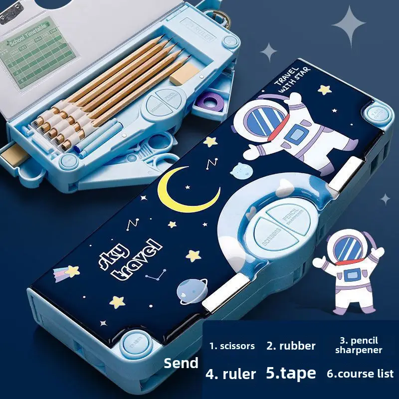 Multifunctional Stationery Men's Box Primary School Button Office Box Pencil Box Girls High-value ins Internet Celebrity Same Style - Image 2