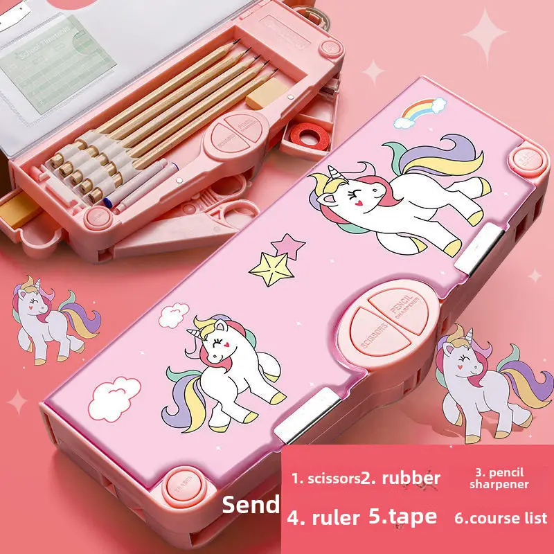 Multifunctional Stationery Men's Box Primary School Button Office Box Pencil Box Girls High-value ins Internet Celebrity Same Style - Image 3