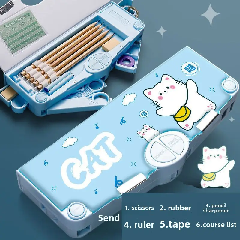 Multifunctional Stationery Men's Box Primary School Button Office Box Pencil Box Girls High-value ins Internet Celebrity Same Style - Image 5
