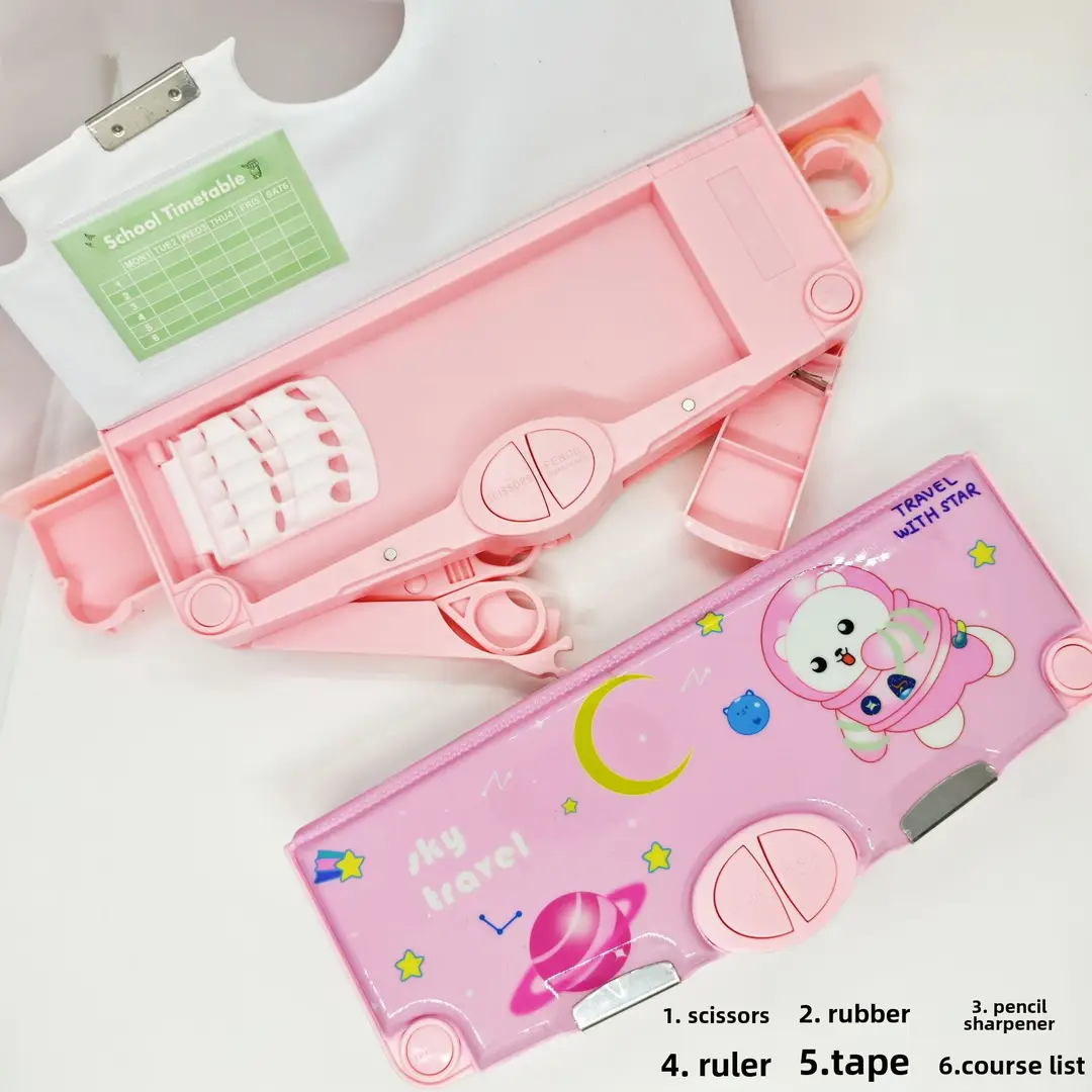 Multifunctional Stationery Men's Box Primary School Button Office Box Pencil Box Girls High-value ins Internet Celebrity Same Style - Image 8