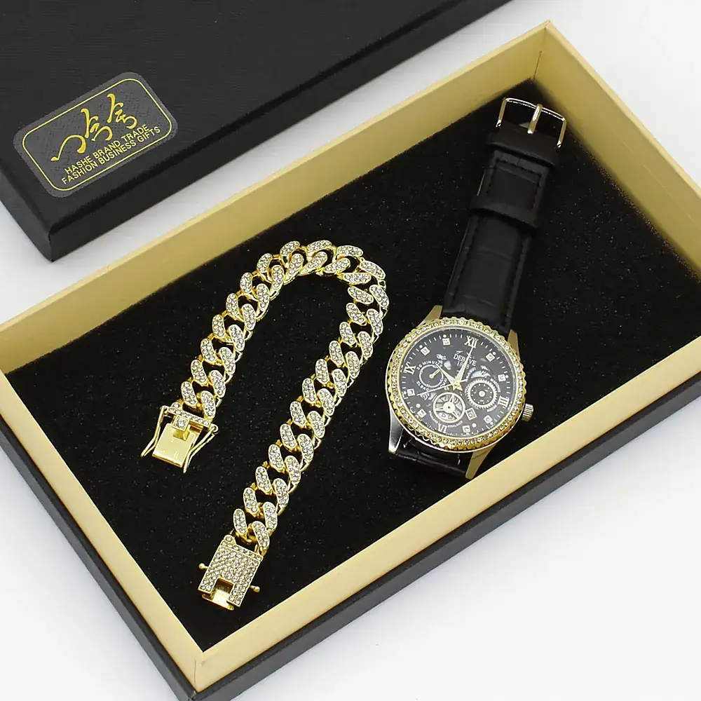 Men's 5-Piece Gold Accessories Set with Rainbow Sunglasses & Watch — feature 9