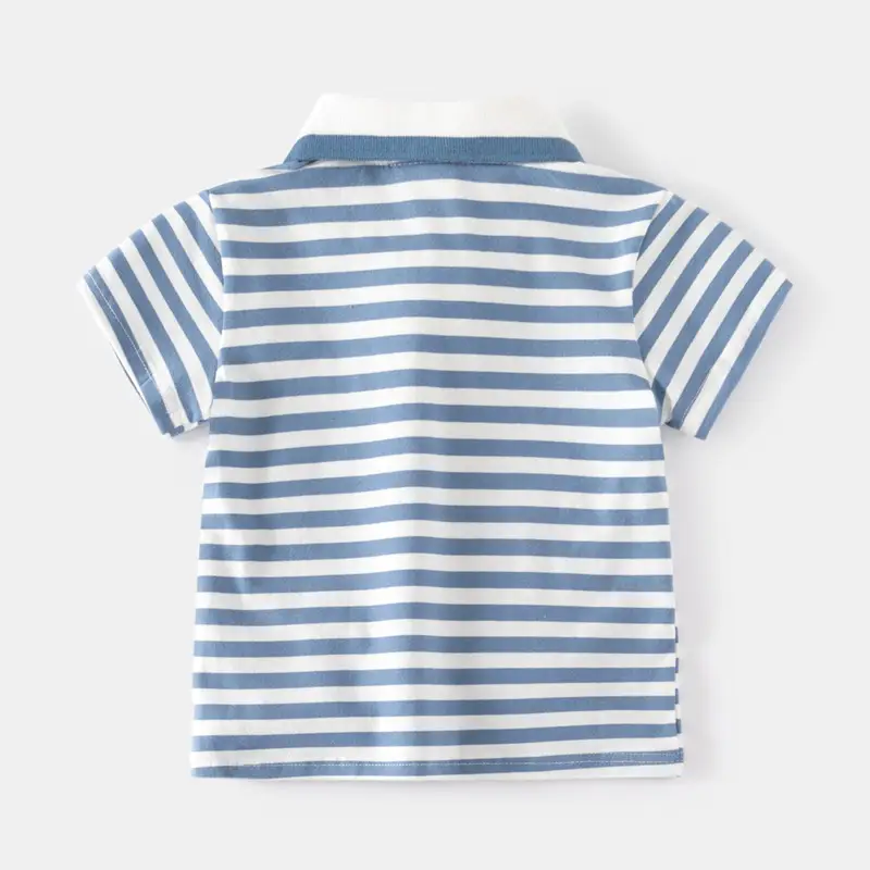 Boys Striped T-Shirt Blue White Polo Summer Dropshipping - Image 5