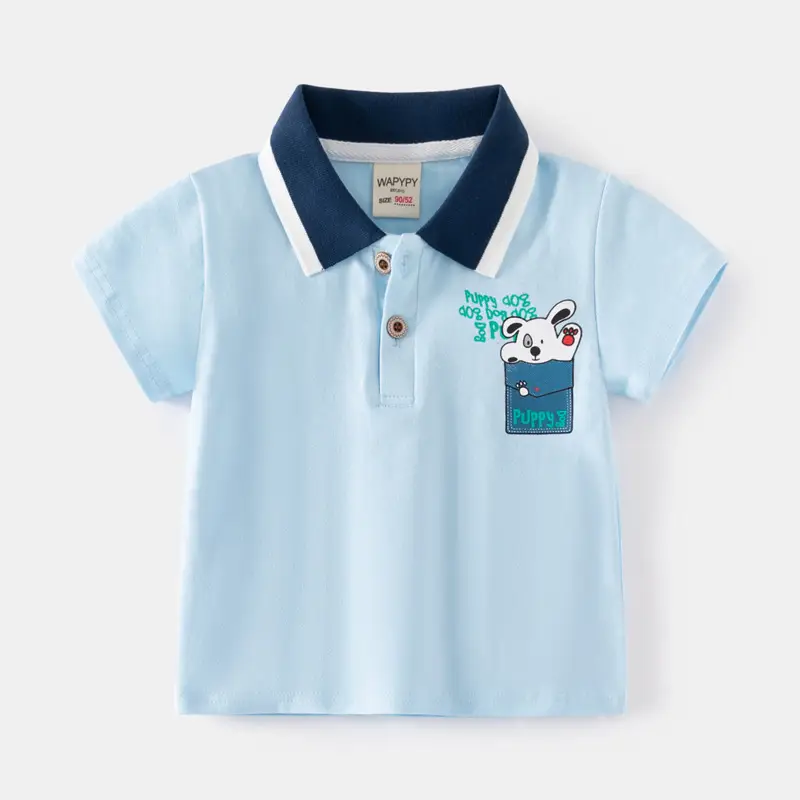 Boys Striped T-Shirt Blue White Polo Summer Dropshipping - Image 6