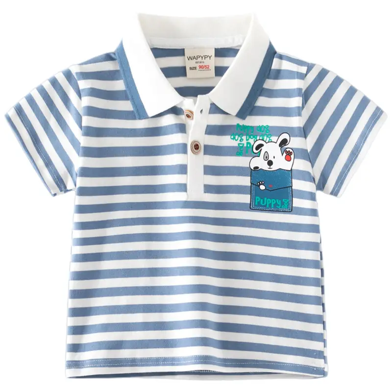 Boys Striped T-Shirt Blue White Polo Summer Dropshipping - Image 7