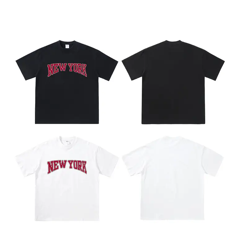 280g New York Retro T-Shirt Black White - Image 7