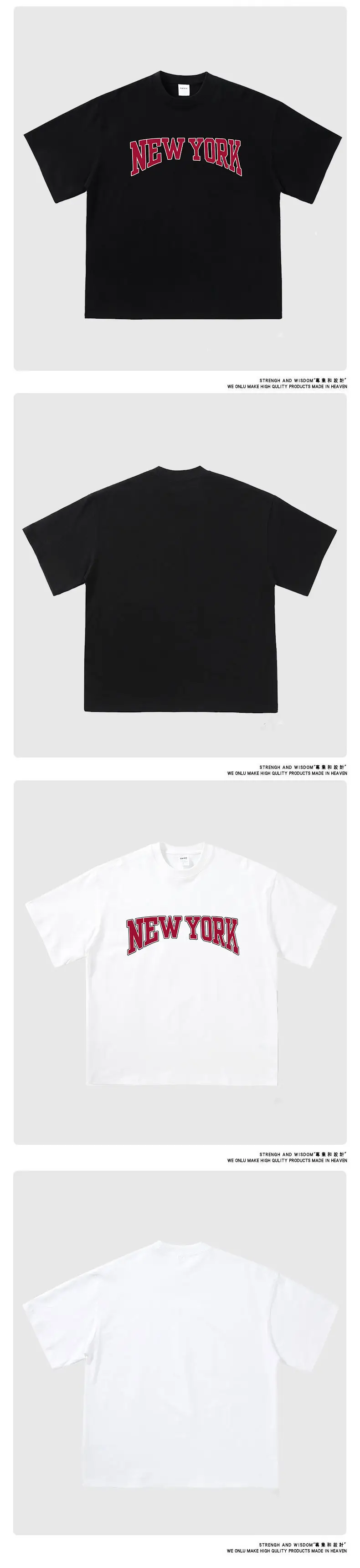 280g New York Retro T-Shirt Black White — feature 8