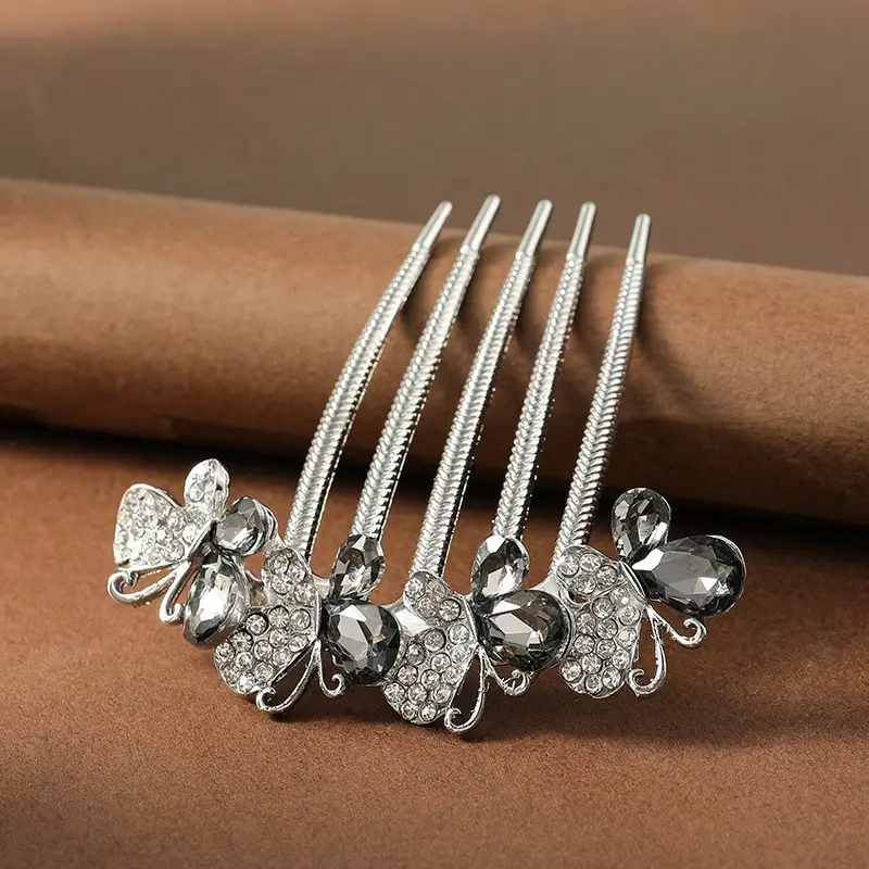 Korean Butterfly Rhinestone Hair Comb Five-Tooth — feature 6