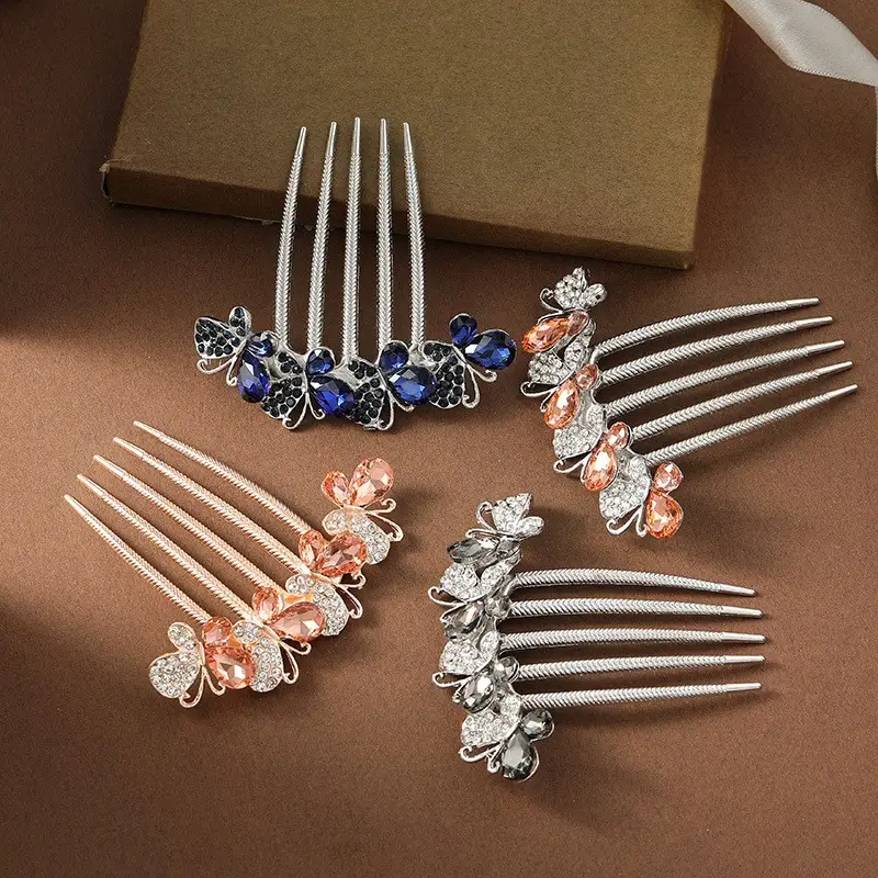 Korean Butterfly Rhinestone Hair Comb Five-Tooth — feature 7