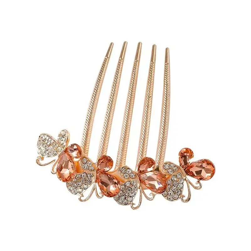 Korean Butterfly Rhinestone Hair Comb Five-Tooth — feature 8