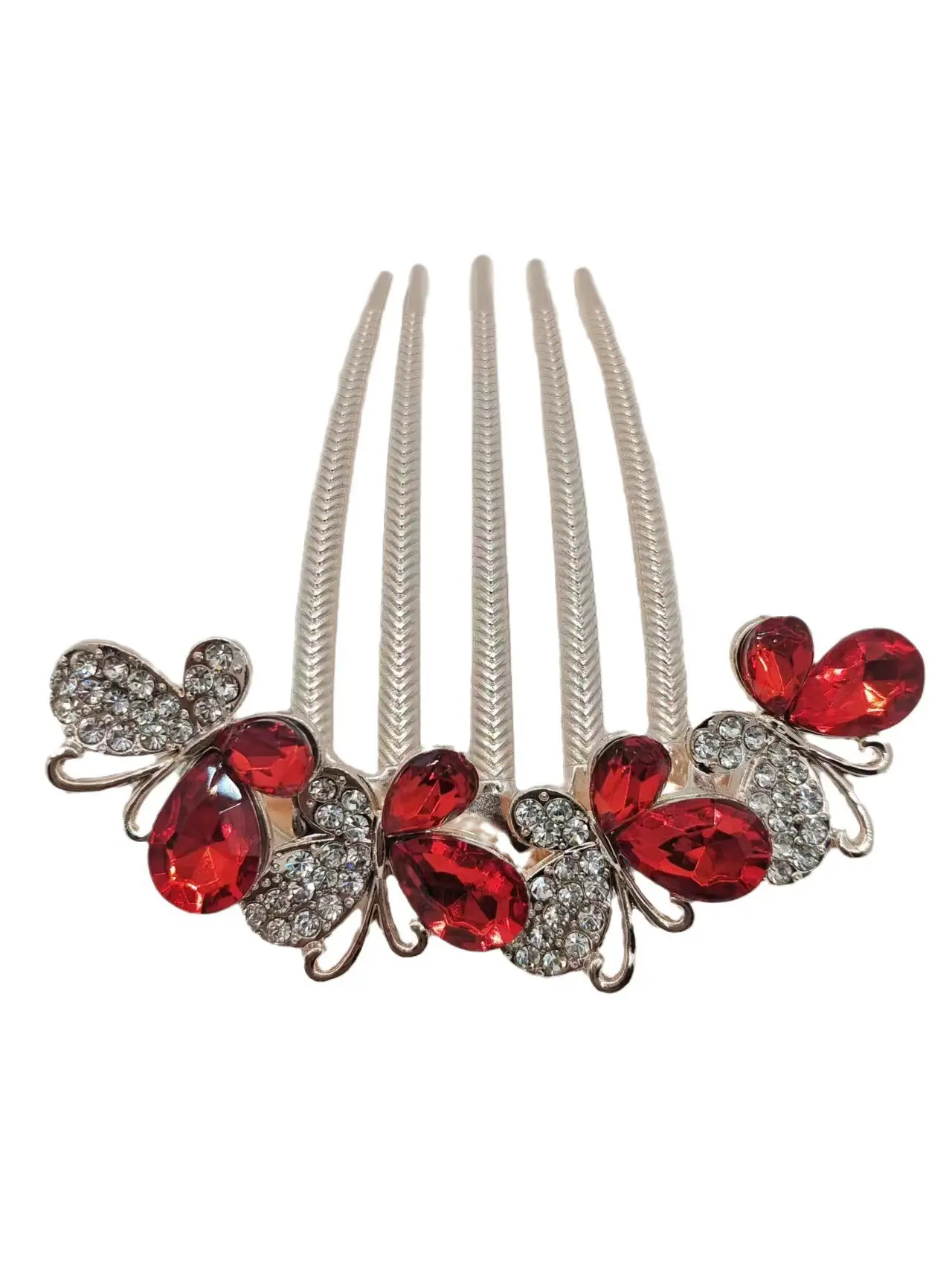 Korean Butterfly Rhinestone Hair Comb Five-Tooth - Image 7