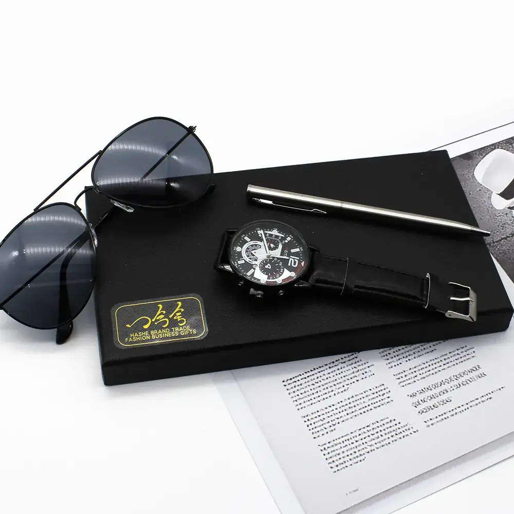 Men's Black Sunglasses Watch Set with Watch & Pen — feature 10