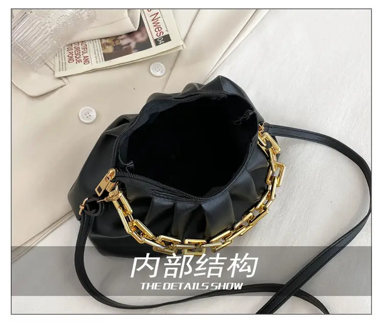 Black Korean Style Chain Shoulder Bag with Gold Chain — feature 10