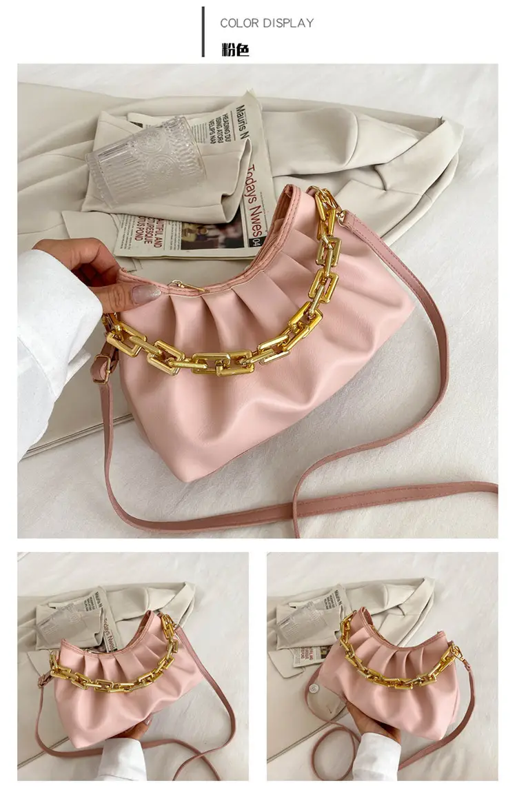 Black Korean Style Chain Shoulder Bag with Gold Chain — feature 17