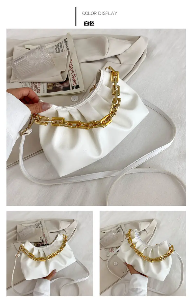 Black Korean Style Chain Shoulder Bag with Gold Chain — feature 19