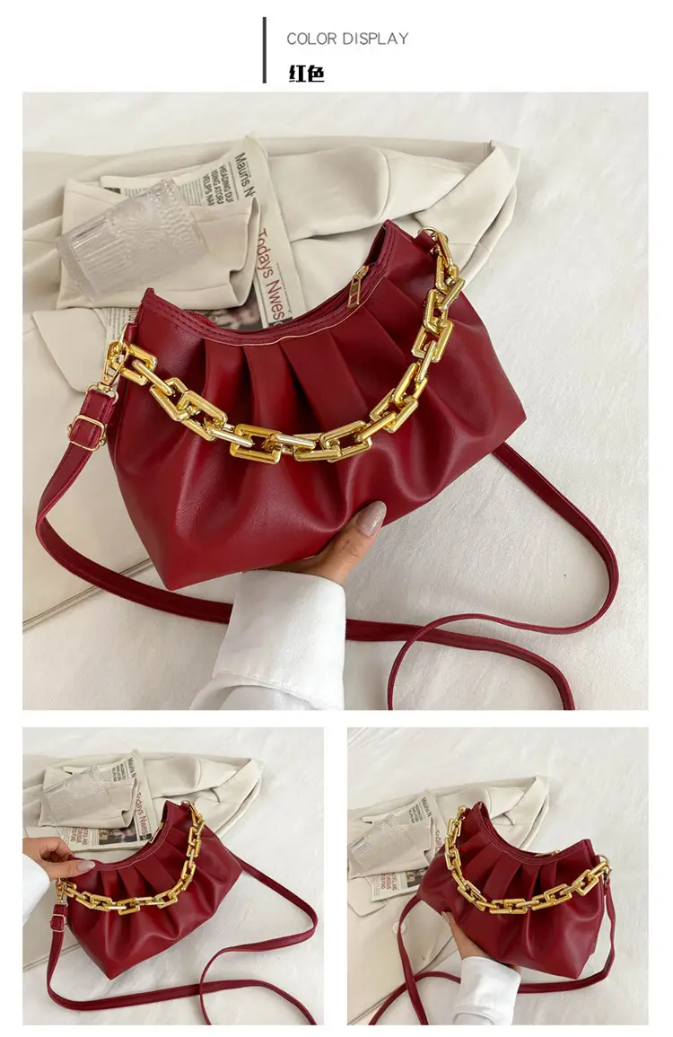 Black Korean Style Chain Shoulder Bag with Gold Chain — feature 20