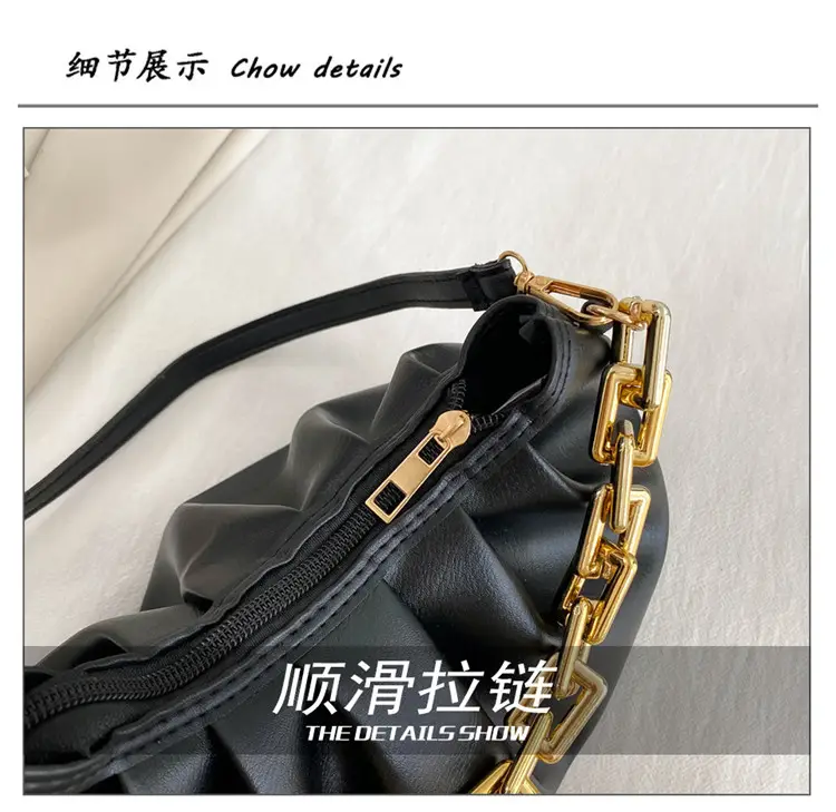 Black Korean Style Chain Shoulder Bag with Gold Chain — feature 5