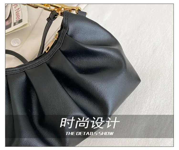 Black Korean Style Chain Shoulder Bag with Gold Chain — feature 6