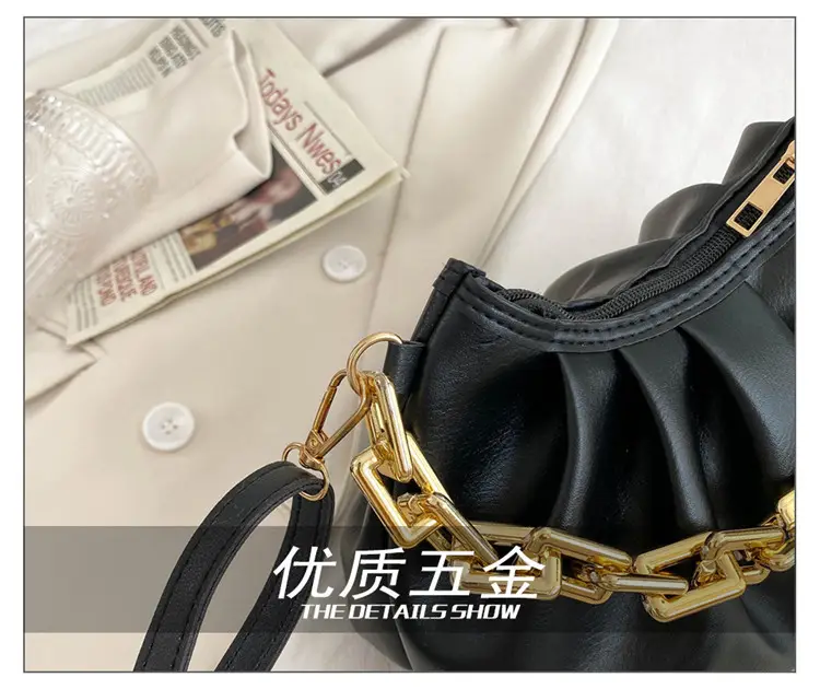 Black Korean Style Chain Shoulder Bag with Gold Chain — feature 7