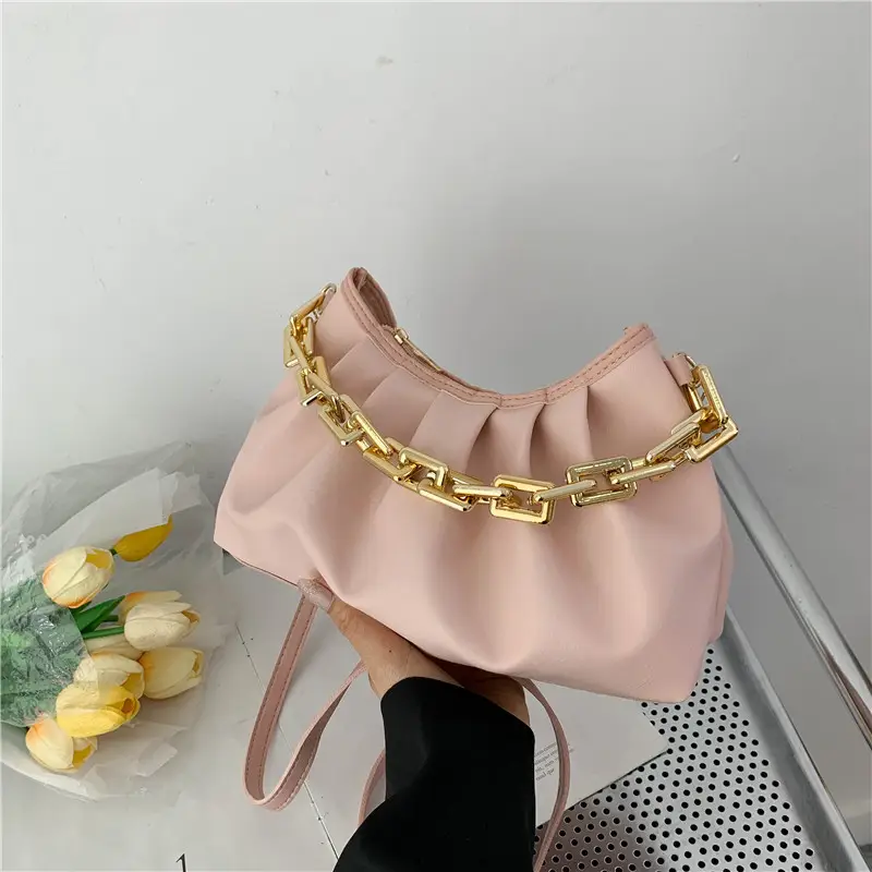 Black Korean Style Chain Shoulder Bag with Gold Chain - Image 6